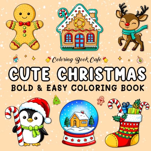Cute Christmas: Bold and Easy Coloring Book for Adults and Teens Featuring Adorable Christmas Designs for Stress Relief and Relaxation WoodArtSupply