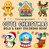 Cute Christmas: Bold and Easy Coloring Book for Adults and Teens Featuring Adorable Christmas Designs for Stress Relief and Relaxation WoodArtSupply