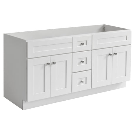 Design House Brookings 60 Inch Bathroom Vanity, Ready to Assemble, Solid Wood, Sherwin Williams® White, 599019-WHT Design House