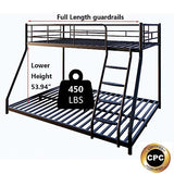 AnwickNomo Heavy Duty Steel Twin Over Full Bunk Bed, Beds for Kids Adults Teens Bed with Stairs & Flat Rungs, Metal Slat Support, No Box Spring Needed (Black), Bunk Bed 54azz AnwickNomo