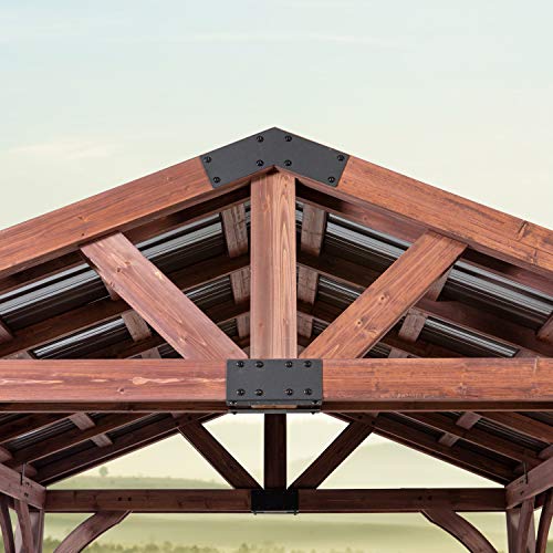 Backyard Discovery Arlington 12x12 All Cedar Gazebo, Walnut, Insulated Steel Roof, Water Resistant, Wind Resistant up to 100 MPH, Withstand 7,886 lbs Backyard Discovery