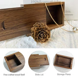 TATMOHIK Small Wood Gift Box with Sliding Lid, Sliding Top Tiny Wooden Keepsake Box USB Box for Family/Friends/Photographer/Client(Walnut TATMOHIK