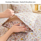 Viviland Floral Queen Sheet Set - 4 Piece Vintage Pink & Yellow Flower Patterned Bed Sheets - Soft, Breathable Microfiber Sheets with Deep Pocket, Non-Slip Fitted Sheets & Pillowcases Viviland