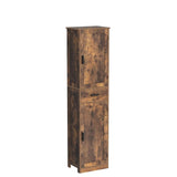 Usikey 67" Rustic Brown Tall Storage Cabinet with Adjustable Shelves & 2 Doors usikey