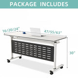 Oppiiwee Folding Conference Room Table, Mobile Training Table with Wheels, Flip Top Rolling Seminar Meeting Table for Office,Meeting Room,classr (Black, 47×16×30in) Oppiiwee