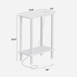 TUTOTAK Small End Table with Charging Station, Narrow Side Table with USB Ports and Outlets, Skinny Sofa Table, Slim Nightstand, Living Room, Bed Room, White TB01BW060 TUTOTAK