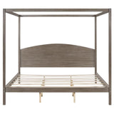 JIJIWANG King Size Canopy Bed Wood Platform Bed Frame with Headboard and Slat Support Leg, 4 Posters King Bed Frame for Kids Teens Adults - Brown Wash JIJIWANG