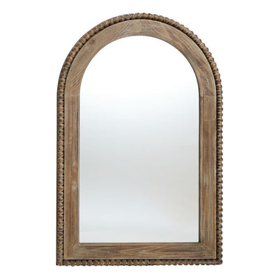 LuxenHome Traditional Arch Wall Mirror, Wood Framed Arch Window Wall Mirror, Farmhouse Decor, Decorative Wooden Mirror, Accent Entryway Wall Mirror, Wall Mounted Mirror Living Room Wall Decor