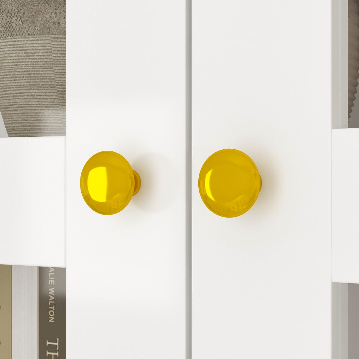 Homsee 6-Tier Tall Bookcase with Glass Doors - Modern Wooden Storage Cabinet in White Homsee