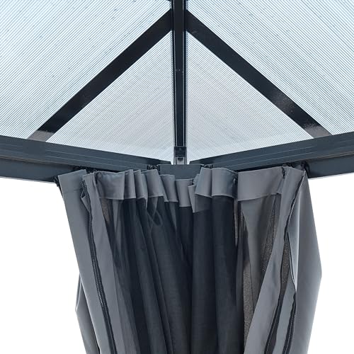 Goohome 10' x 13' Hardtop Gazebo with Galvanized Steel Double Roof, Heavy Duty Pergolas Aluminum Frame,Permanent Patio Gazebo w/Curtains and Netting, Metal Gazebo Pavilion for Party, Wedding