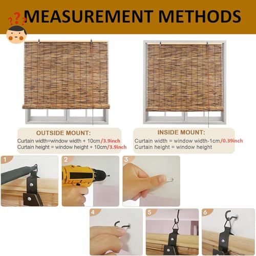 Bamboo Roman Window Blinds Sun Shades, UV Resistant Outdoor Home Roller Shades, Patio Blinds Roll Up Waterproof Curtains Privacy Partition With Lifter, Cordless 31x72in 40x48in 50x83in ( Size : 76"W x WoodArtSupply