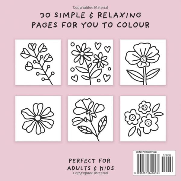 Floral Colouring Book (Simple and Relaxing Bold Designs for Adults & Children) (Simple and Relaxing Colouring Books)