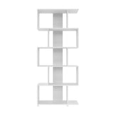 Manhattan Comfort Petrolina Bookshelf with 5 Zig-Zag Cubbies & Open Shelves, Unique Mid Century Modern Bookcase, Ideal for Living Room, Office, Bedroom, Display Ornaments, Trophies, Photos, White Manhattan Comfort