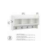 kathy ireland Home by Bush WDH340WAS-03 Wall Coat Rack, White Ash, Engineered Wood Bush Business Furniture