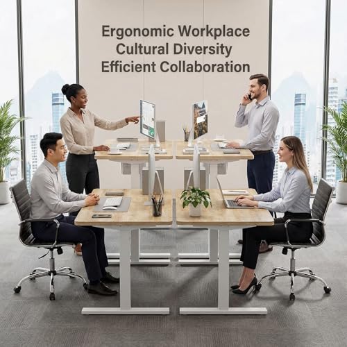 Grandder 55x32 Large Electric Standing Desk, Height Adjustable Computer Desk with 2 Memory Presets, 31.5" Deep Desktop Sit Stand Desk Home Office Desk Workstation Table with Hooks, Oak Grandder