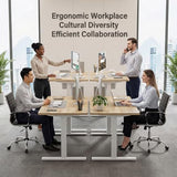 Grandder 55x32 Large Electric Standing Desk, Height Adjustable Computer Desk with 2 Memory Presets, 31.5" Deep Desktop Sit Stand Desk Home Office Desk Workstation Table with Hooks, Oak Grandder