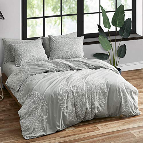 Marimekko - King Duvet Cover Set, Smooth Cotton Percale Bedding with Matching Shams, Lightweight Home Decor (Fokus Grey, King) MARIMEKKO