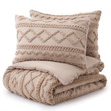 Oli Anderson Khaki Queen Comforter Set Tufted Bedding Set Queen 3 Pieces, Boho Shabby Chic Comforter with 2 Pillowcases (Khaki,Queen) Oli Anderson