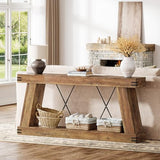 Tribesigns 70.9" Farmhouse Console Table, Long Sofa Table Behind Couch with Storage, Narrow Wooden Console Station, Industrial Rustic Entryway Furniture for Hallway, Entry, Living Room, Brown Tribesigns