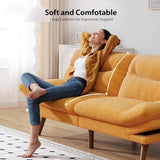 Pipishell Futon Sofa Bed, Modern 66" Futon Couch Convertible to Bed & Lounger, Compact Size, Corduroy Loveseat, Durable Construction - Fits Small Spaces, Apartments,Study Room (Yellow, 66 Inch) Pipishell