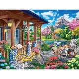 Bits and Pieces - 1000 Piece Jigsaw Puzzle for Adults - 20" x 27" - Colorful House Near The Lake - 1000 pc Mountainside Retreat Spring Jigsaw Bits and Pieces