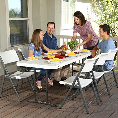 Lifetime Products 80565 Adjustable Height Folding Utility Table, 6' , Almond - WoodArtSupply