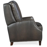 BOWERY HILL Traditional Manual Push Back Recliner in Gray Leather BOWERY HILL