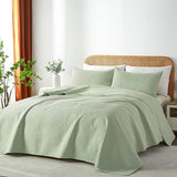 WURUIBO Twin Quilt Set Sage Green,Ultrasonic Embossed Bedspread, Lightweight Microfiber Coverlet, Modern Thin Bedding Set for All Season, 2 Piece(1 Quilt,1 Pillow Shams) WURUIBO