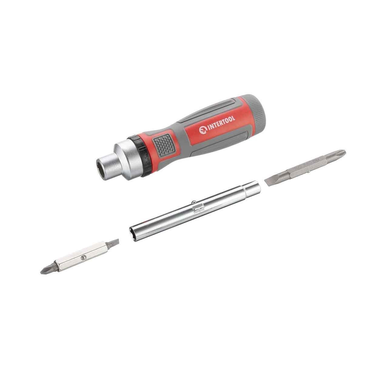 INTERTOOL 19-in-1 Ratcheting Screwdriver Set, Multi-Bit, High Strength Chrome Vanadium Steel, 8 Double-Ended Bits VT08-3376 INTERTOOL