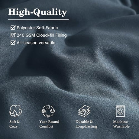 Monbix Queen Comforter Set - 7 Pieces Blue Gray Bed in a Bag Queen Bedding Sets with Comforters, All Seasons Comforter Bed Set with Sheets,Pillowcases & Shams Monbix