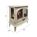 Modern Ember Harlowe Freestanding Electric Fireplace Stove Heater in Cream with Multi-Color Ember Bed | Smart Technology | Alexa/WiFi Enabled | 1500W | Indoor Portable Heater | Safety Shutoff Modern Ember