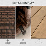 Outsunny 8 Piece Patio Furniture Set with 4 Rattan Sofa Chairs & 4 Tables, Outdoor Conversation Set with Storage & Umbrella Hole for Backyard, Lawn and Pool, Mixed Brown Outsunny