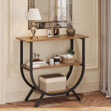 Trironsun 3 Tier Console Table with Storage 30" Height Entryway Table with Open Shelves Industrial Sofa Table Behind Couch for Living Room Hallway Entrance (Rustic Brown) Trironsun