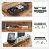 FEZIBO Height Adjustable Electric Standing Desk with 5 Drawers, 48 x 24 Inch Table with Storage Shelf, Sit Stand Desk Black Frame/Rustic Brown Top, 48 inch FEZIBO