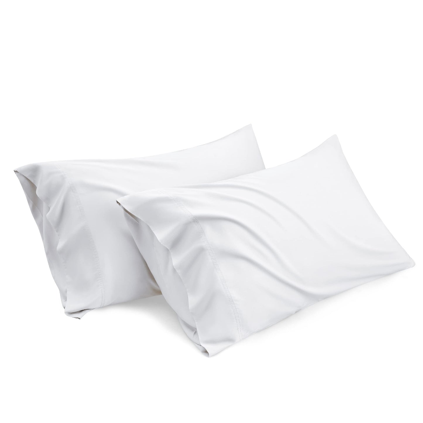 Bedsure Cooling Pillow Cases Queen Size Set of 2, Rayon Derived from Bamboo Cooling Pillowcases for Hot Sleepers, Soft & Silky Cool Pillow Covers with Envelope Closure, White, Gift, 20x30 Inches