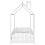 Bellemave Twin Floor Bed with Fence - Stylish Wooden House Bed Frame for Kids and Teens in White Bellemave