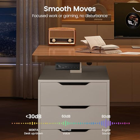 SEDETA Electric Standing Desk with 6 Drawers, 55" Adjustable Stand up Desk with Storage, Computer Desks with Power Outlets for Home Office, White SEDETA
