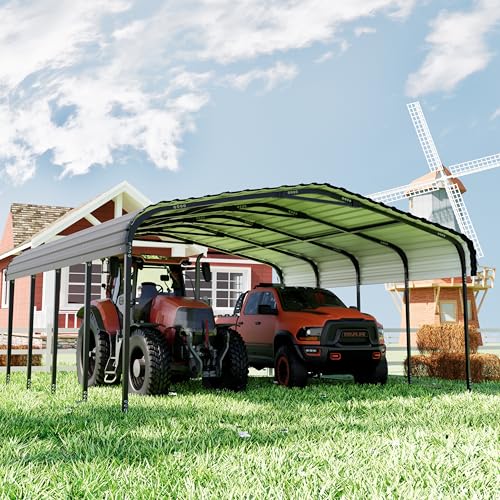 Royal Windsor 20×20 FT Metal Carport Car Port for 2 Car, Heavy Duty Carports Canopy with Galvanized Steel Roof Building and Frame, Outdoor Carport Kits Multi-Use Garage Shed for All-Weather Royal Windsor