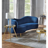 LOKLINGHK Upholstered Blue Loveseat with Vertical Tufting LOKLINGHK