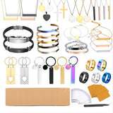 Mroy mio 104 PCS DIY Laser Engraving Kit, 13 Types Stainless Steel Blank Jewelry Making Set for Personalized Gifts, Heart Necklace, Ring, Bracelet for Couples, Friends, Beginners Mroy mio