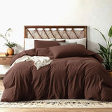 FEDALI HOME Cocoa Brown Duvet Cover Queen Size - Extra Cozy Bedding - 160 GSM Ultra Soft Duvet Cover Set with 2 Pillow Shams - 3 Pieces - Comforter Not Included