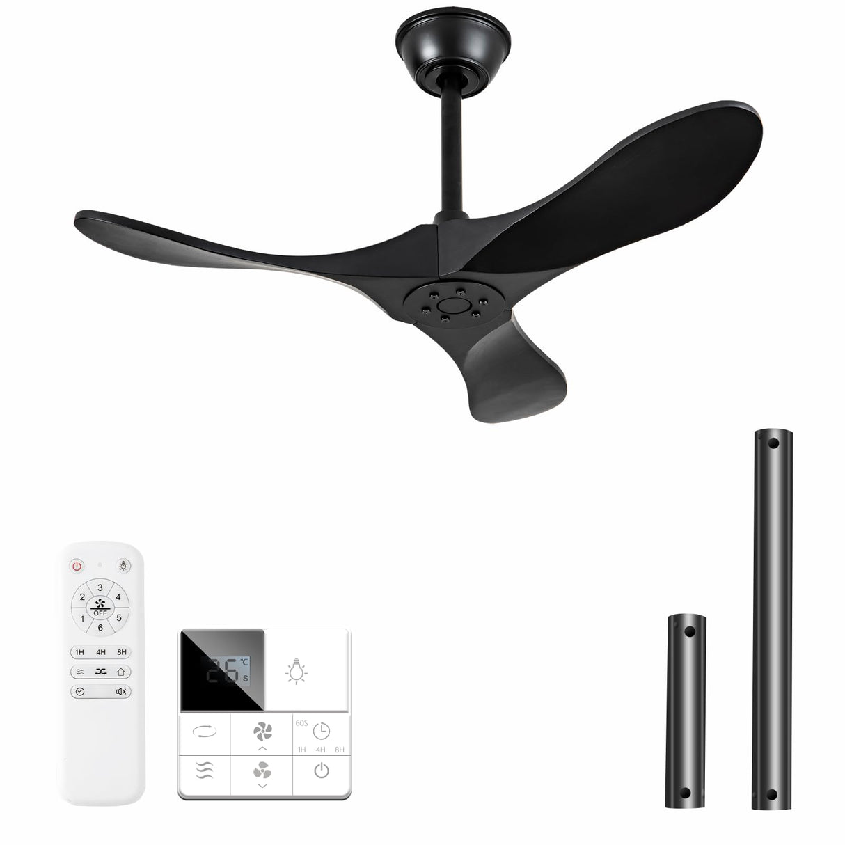 Benicefun 36 Inch Black Ceiling Fan No Light,Small Ceiling Fans Without Lights, Small Modern 3 Blade Quiet Dc Ceiling Fan For Slanted Ceilings, Rustic Wood Ceiling Fan For Gazebo With Remote Benicefun