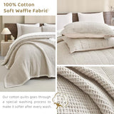 Sanracie Cotton Oversized King Bedspread(120"x120"),Wheat Waffle Weave Quilt Set 3Pcs Soft Lightweight Farmhouse Oversized King Quilt Bedding Set,Luxury Bedding Coverlet for All Seasons Sanracie