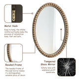 COZAYH Distressed Wood Frame Accent Mirror, Rustic Farmhouse Style Decorative Wall Mirror (Oval) COZAYH