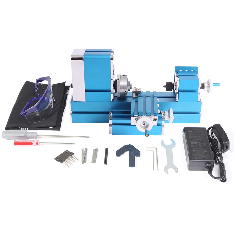 Mini Metal Lathe Machine DIY Tool Benchtop Wood Lathe Woodworking for Hobby Sience Education Modelmaking, AC110V-240V50/60HZ ele ELEOPTION