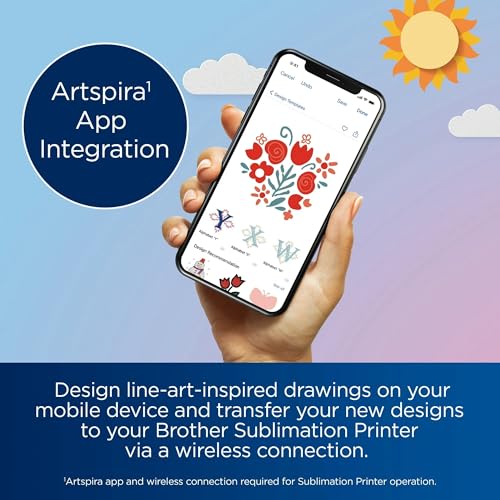 Brother SP-1 Sublimation Printer with Full CMYK 47ml Ink Set, 10 Dye-Sublimation Transfer Sheets & Artspira Design Software