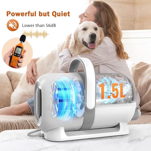 Afloia Dog Grooming Kit, Pet Grooming Vacuum & Dog Clippers Nail Trimmer Grinder & Dog Brush for Shedding with 6 Pet Grooming Tools, Low Noise Dog Hair Remover Pet Grooming Supplies for Dog Cat Afloia