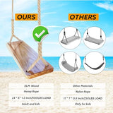 JMZOO Wooden Swing, Swing Seat 24"x 8"x 1.2",Adult Wooden Tree Swing 500lbs,Adjustable Hemp Rope & Extension Tree Straps 100 inch,Outdoor Wood Swing,Hanging Wooden Swing,Wood Swings for Adults Kids JMZOO