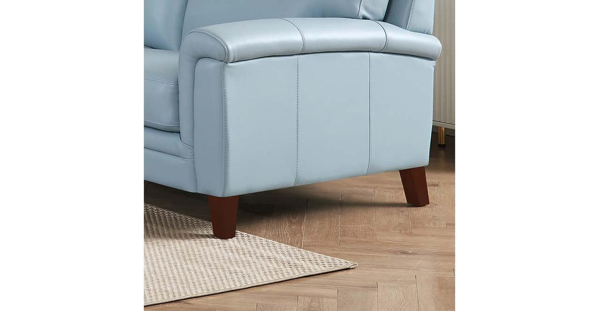 Hydeline Westcott Top Grain Leather Sofa Couch, 84", Spa Blue, Memory Foam and Pocket Coils Hydeline