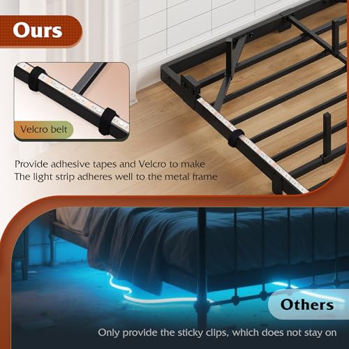 WLIVE Floating Full Bed Frame, 1500Lbs Heavy Duty Metal Platform with LED Light and Charging Station, No Box Spring Needed, Easy Assembly, No Noise, Full Size, Black WLIVE